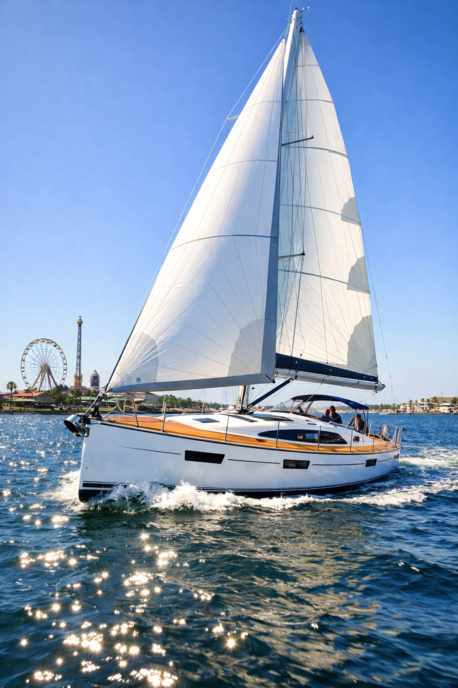 Sleek 2024 sailboat sailing near Kemah, highlighting premium sailboats for sale Texas.